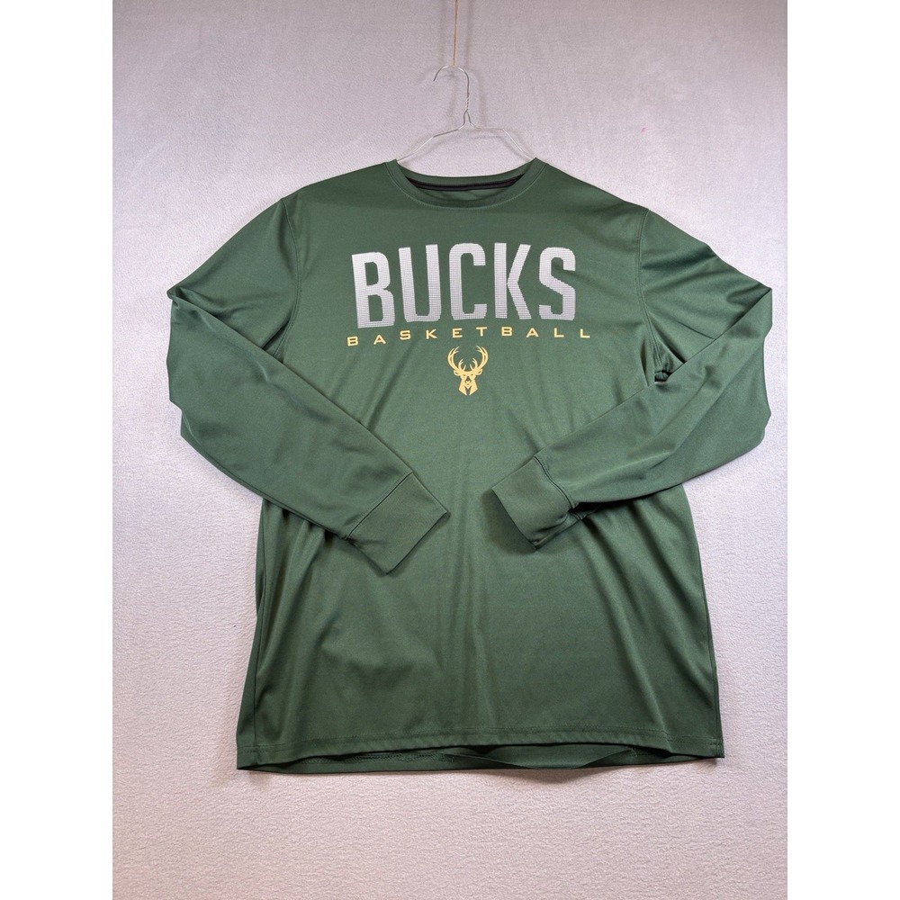 Ultra‎ Game Milwaukee Bucks Basketball Shirt Men's XL Green Long Sleeve NBA Tee